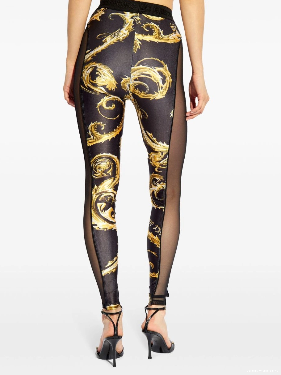 Cheap Jeans Versace Women leggings Barocco-print panelled Couture 0824